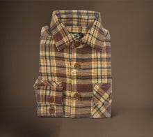 Load image into Gallery viewer, Boys Flannel - Khaki and Brown Plaid