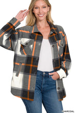 Load image into Gallery viewer, Plaid Fleece Shacket -Charcoal