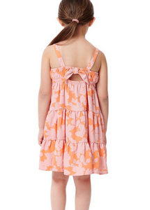 Girls  Melon Floral Dress - Pink/Tangerine
