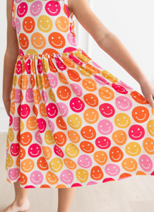Dont Worry Be Happy Tank Twirl Dress- Smiley