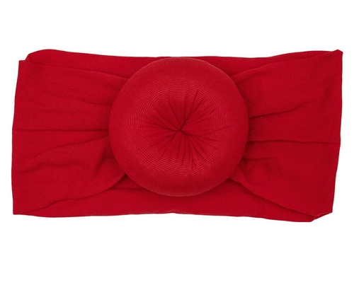 Nylon Turban Style Headwrap -Lady Bug Red