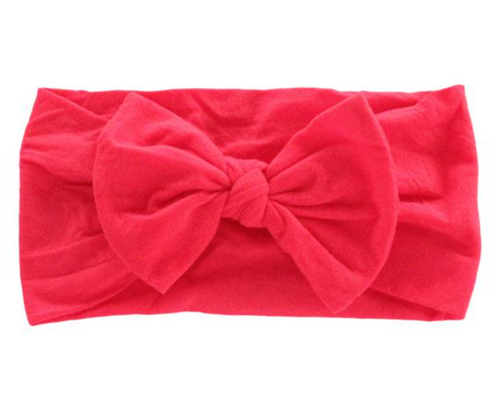 Nylon Bow Style Headwrap -Red