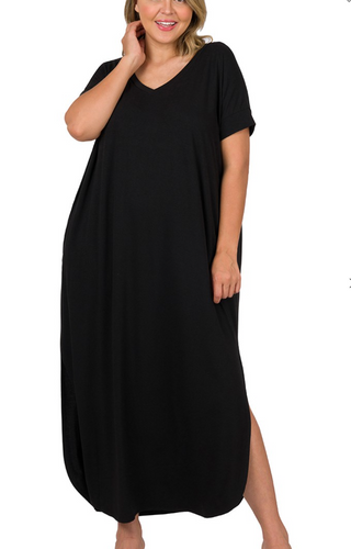 Curvy Gal  Basic Maxi Dress -Black