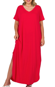 Curvy Gal  Basic Maxi Dress -Ruby