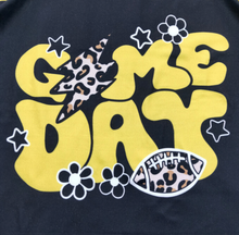 Load image into Gallery viewer, Girls Black and Yellow Checkered Gameday Raglan