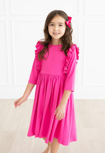 Hot Pink Ruffle Twirl Dress