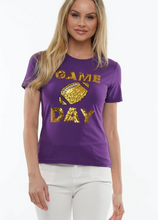 Load image into Gallery viewer, Game Day Football Tee -Purple and Gold