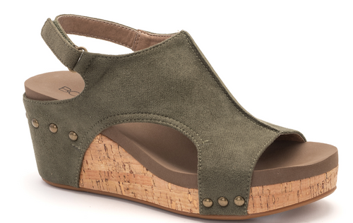 Carly Wedge- Olive Suede
