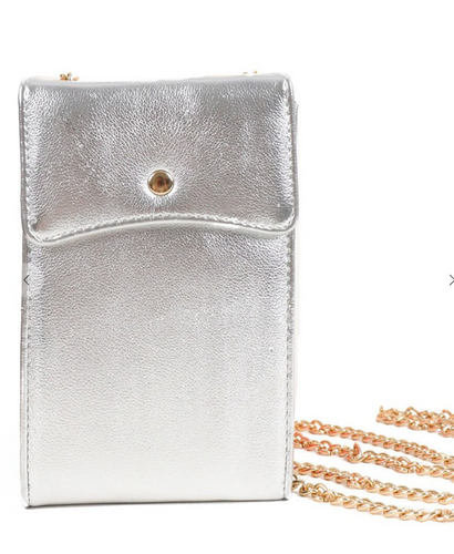 Purse Wallet with Chain Strap - Silver