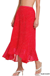 Polka Dot Maxi Skirt -Red