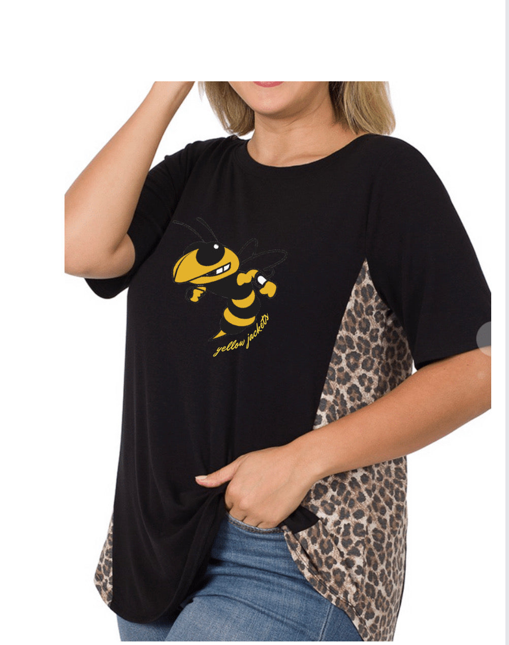 Curvy Gal Yellow Jacket Buzz - Black and Leopard