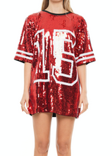 Load image into Gallery viewer, Sequin Jersey Dress #15 - Red