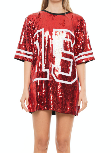 PRE-ORDER Sequin Jersey Dress #15 - Red