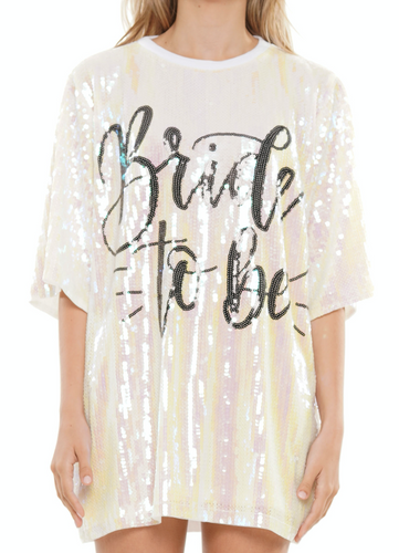 Sequin Bride to Be Dress -White