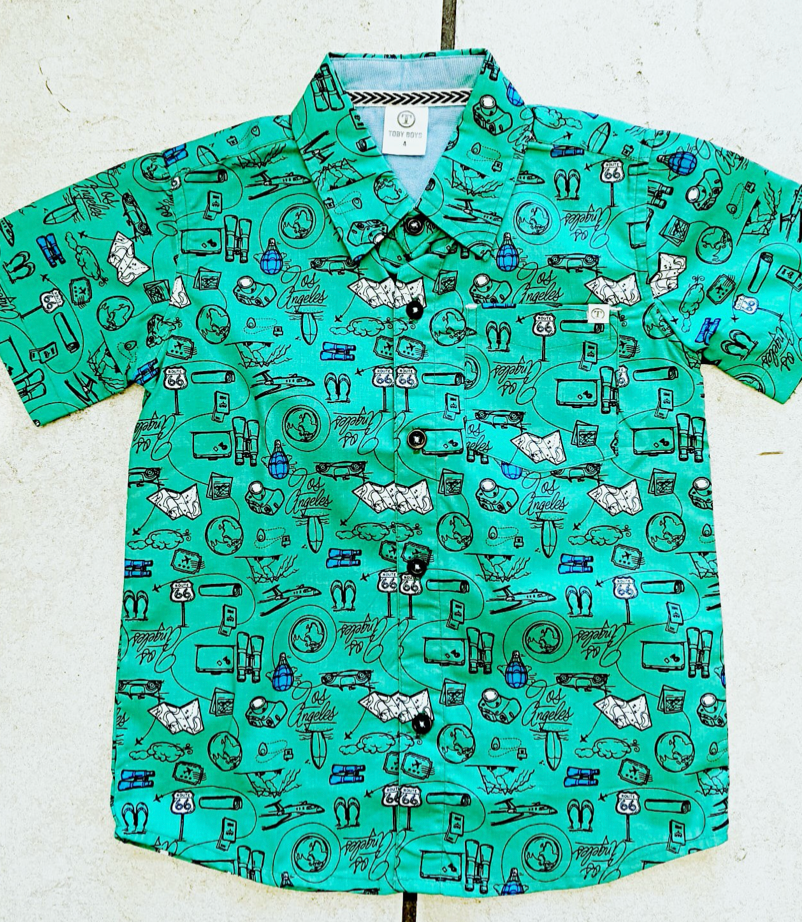 Boys SS Route 66 Button Up