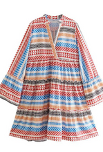 Load image into Gallery viewer, Tribal Print Tunic Dress w/Long Sleeves