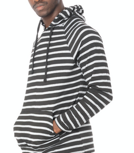 Mens Striped Hoodie -Black