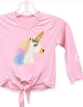 Load image into Gallery viewer, Girls LS Plush Unicorn Tee- Pink