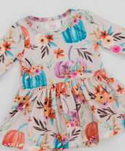 Load image into Gallery viewer, Baby Harvest Bloom Twirl Dress with snap closure