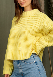 Quincey Oversized Thick Waffle Sweater - Yellow