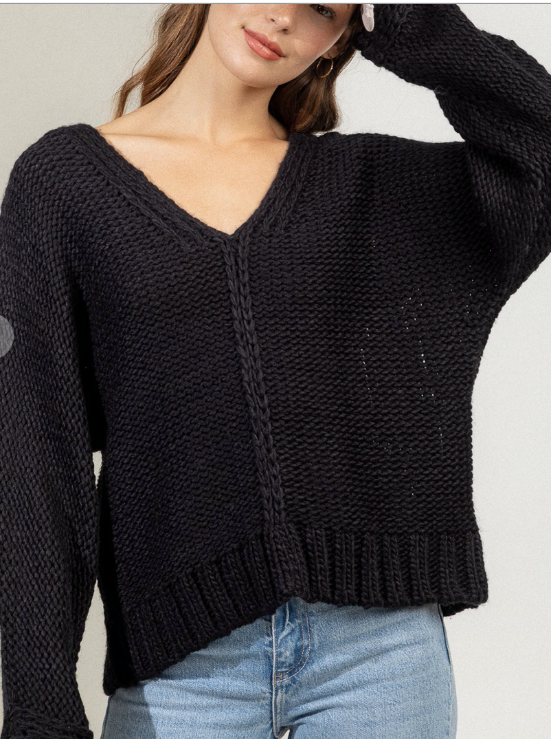 Mason Thick Braided Sweater - Black