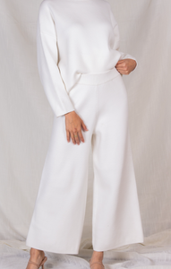 Lux Ankle Length Wide Leg Pant-Ivory