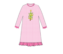 Load image into Gallery viewer, Kids Whimsical Tree Gingham Long Sleeve Gown - Pink