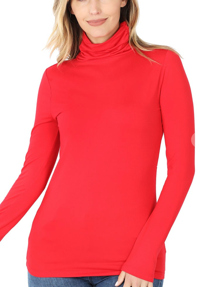 Basic Buttery Soft Turtle Neck - Ruby Red