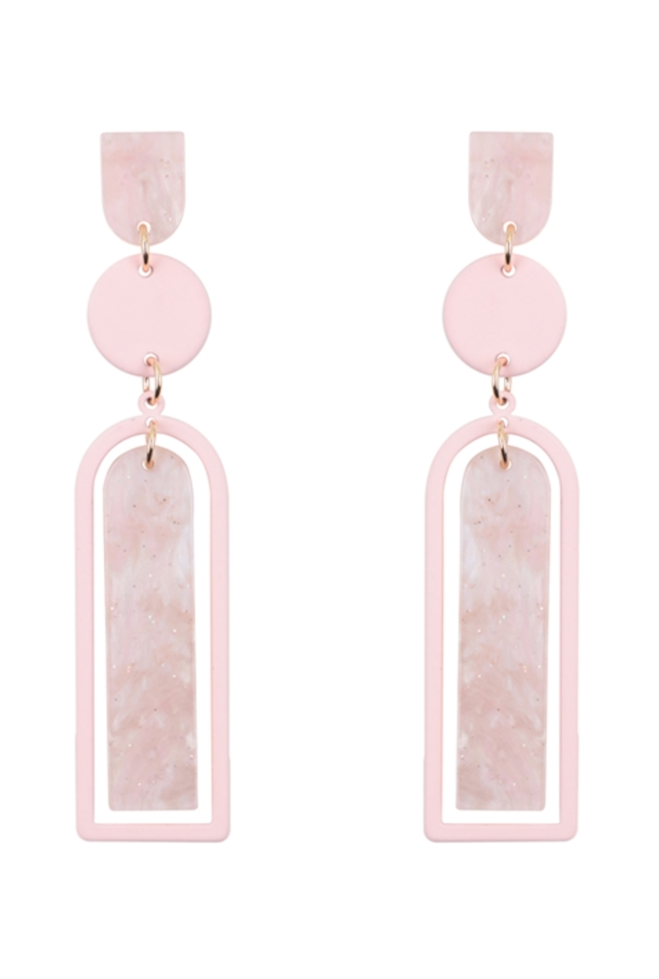 Glitter Arch Earring - Light Pink