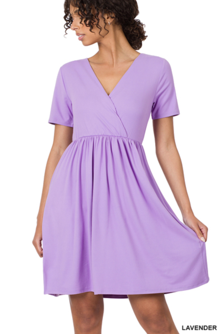 Faux Wrap Dress - Lavender