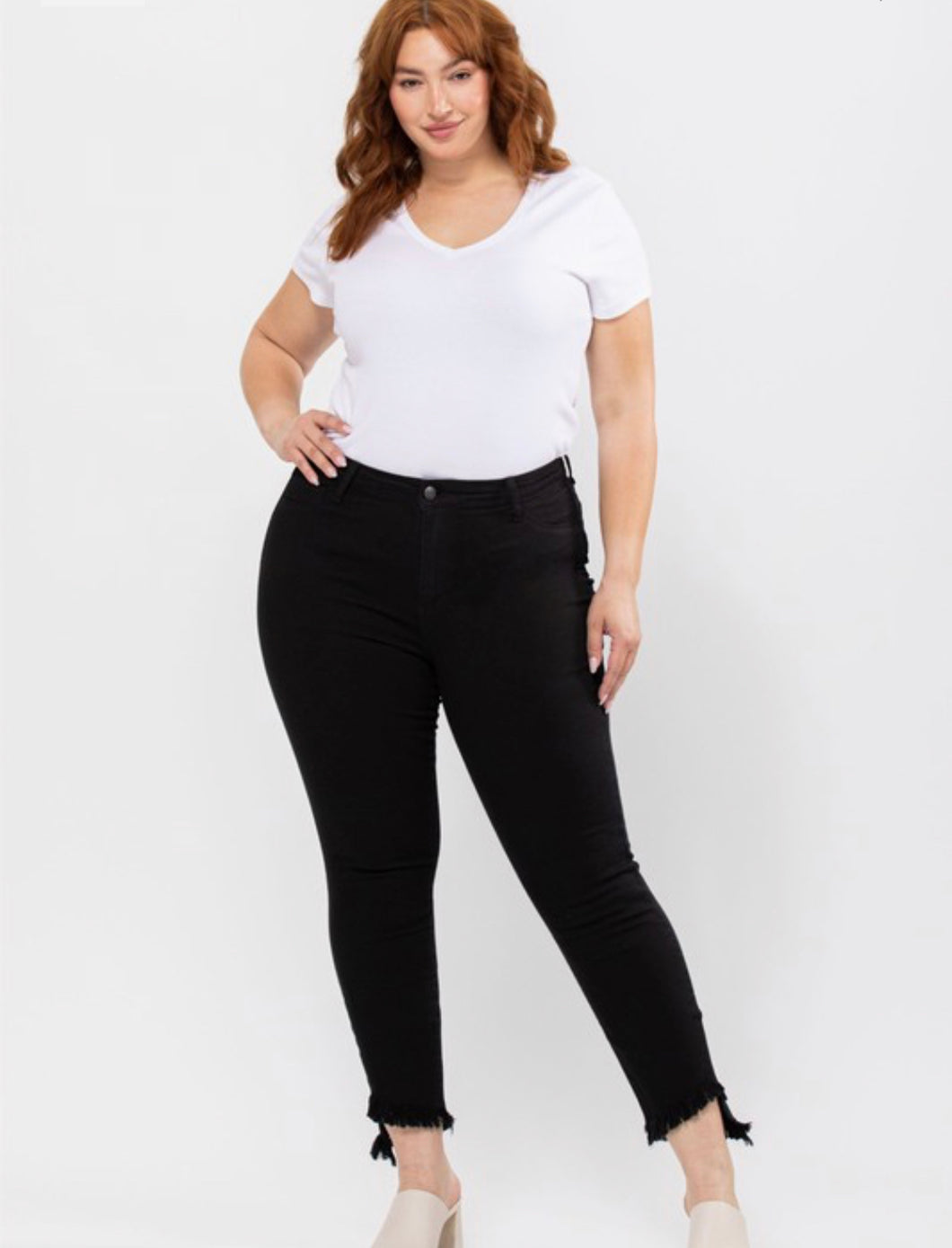 Curvy Gal Black Jeans with Fringe