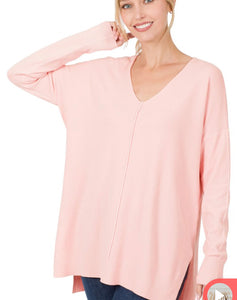 Super Soft Neck Sweater - Dusty Pink