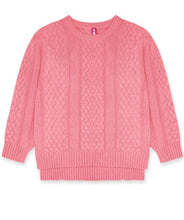 Load image into Gallery viewer, Girls Cable Knit Sweater -Pink Rose